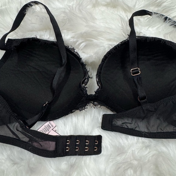 Victorias Secret Elegant Black Lace Bra and Pink Panty Set - Picture 11 of 13